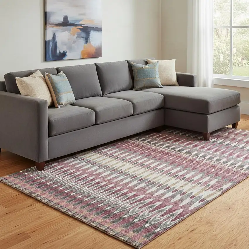 Mauve Blush And Ivory Southwestern Washable Area Rug With UV Protection Photo 1