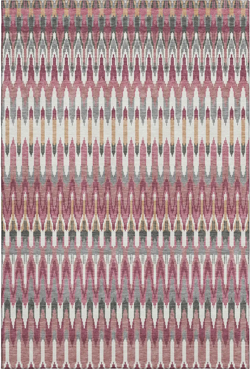 Mauve Blush And Ivory Southwestern Washable Area Rug With UV Protection Photo 1