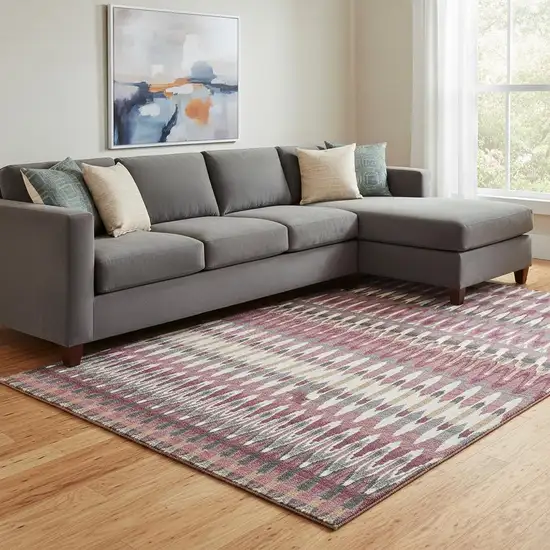 Mauve Blush And Ivory Southwestern Washable Area Rug With UV Protection Photo 1