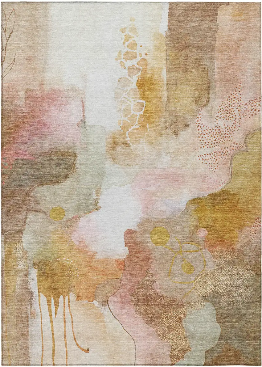 Mauve Copper And Ivory Abstract Washable Indoor Outdoor Area Rug Photo 9