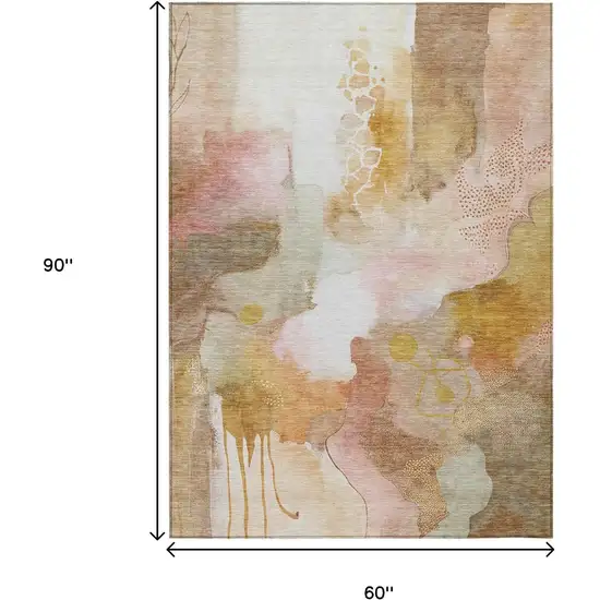 Mauve Copper And Ivory Abstract Washable Indoor Outdoor Area Rug Photo 9