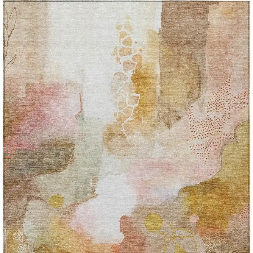Mauve Copper And Ivory Abstract Washable Indoor Outdoor Area Rug Photo 7