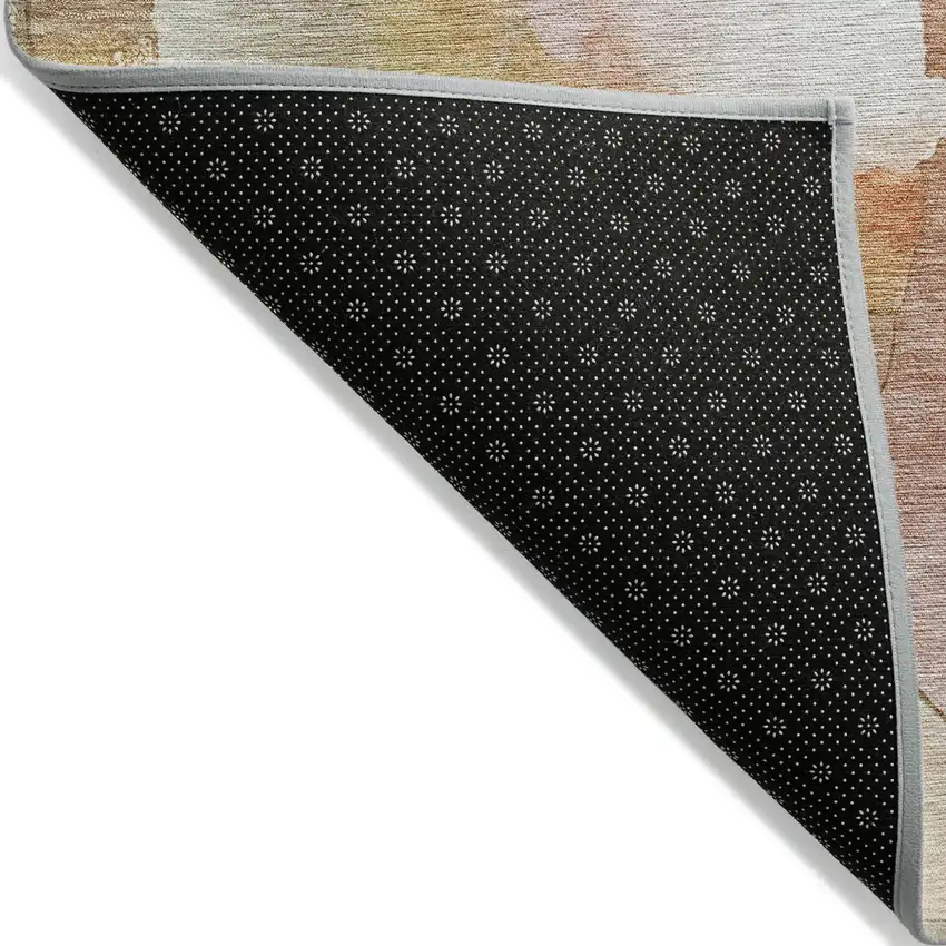 Mauve Copper And Ivory Abstract Washable Indoor Outdoor Area Rug Photo 4