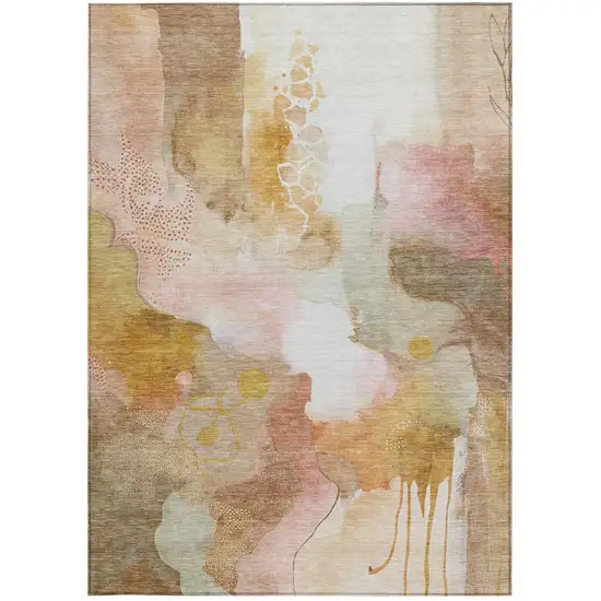 Mauve Copper And Ivory Abstract Washable Indoor Outdoor Area Rug Photo 2