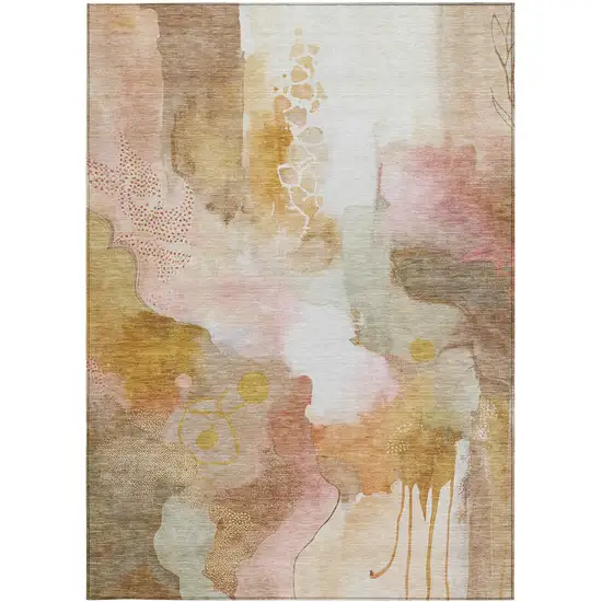 Mauve Copper And Ivory Abstract Washable Indoor Outdoor Area Rug Photo 1