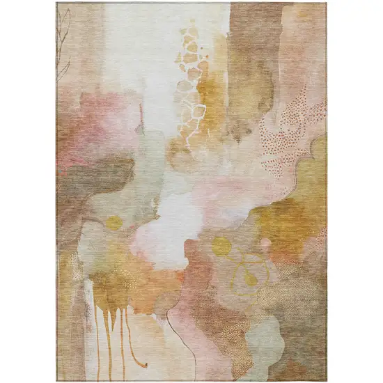 Mauve Copper And Ivory Abstract Washable Indoor Outdoor Area Rug Photo 9