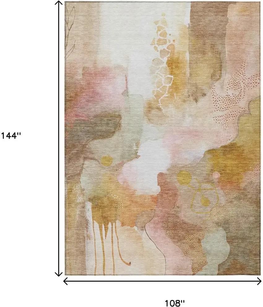 Mauve Copper And Ivory Abstract Washable Indoor Outdoor Area Rug Photo 9