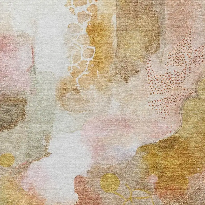 Mauve Copper And Ivory Abstract Washable Indoor Outdoor Area Rug Photo 7