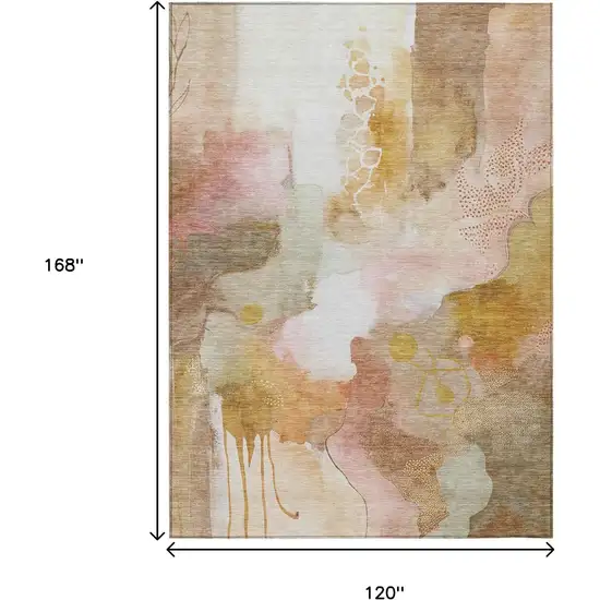 Mauve Copper And Ivory Abstract Washable Indoor Outdoor Area Rug Photo 9