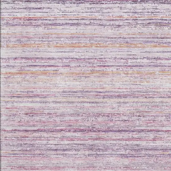 Mauve Lavender And Ivory Striped Washable Area Rug With UV Protection Photo 2