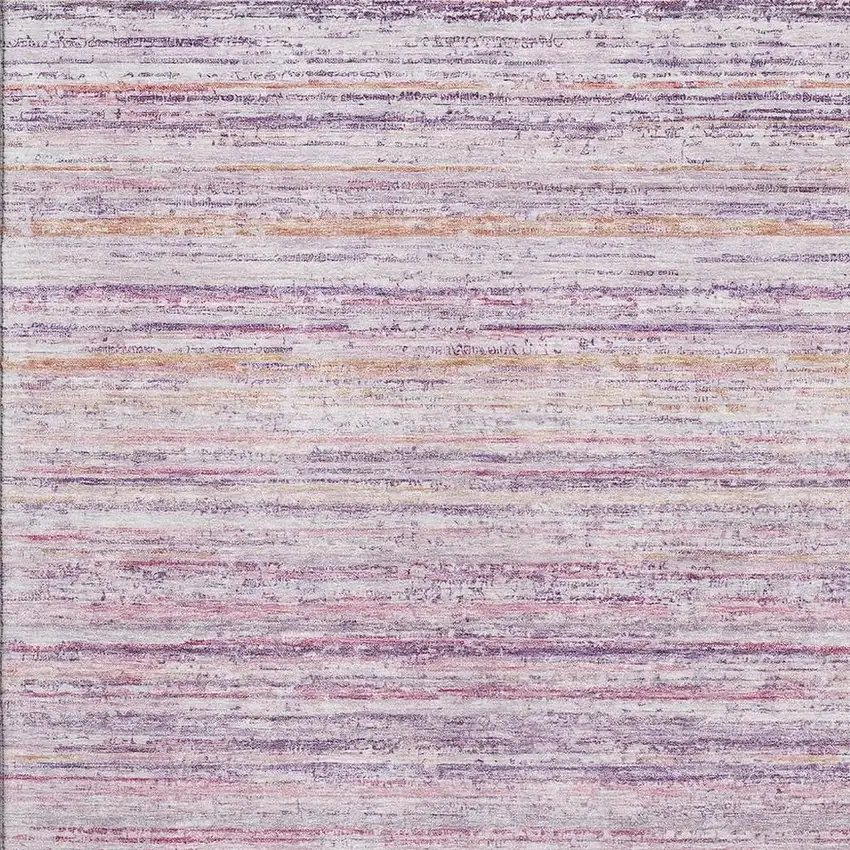 Mauve Lavender And Ivory Striped Washable Area Rug With UV Protection Photo 2