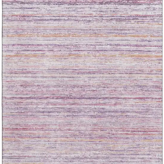 Mauve Lavender And Ivory Striped Washable Area Rug With UV Protection Photo 3