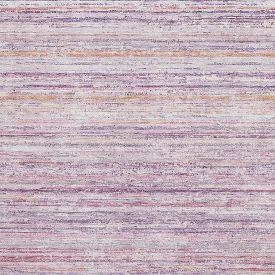 Mauve Lavender And Ivory Striped Washable Area Rug With UV Protection Photo 2