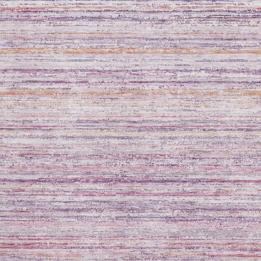 Mauve Lavender And Ivory Striped Washable Area Rug With UV Protection Photo 2