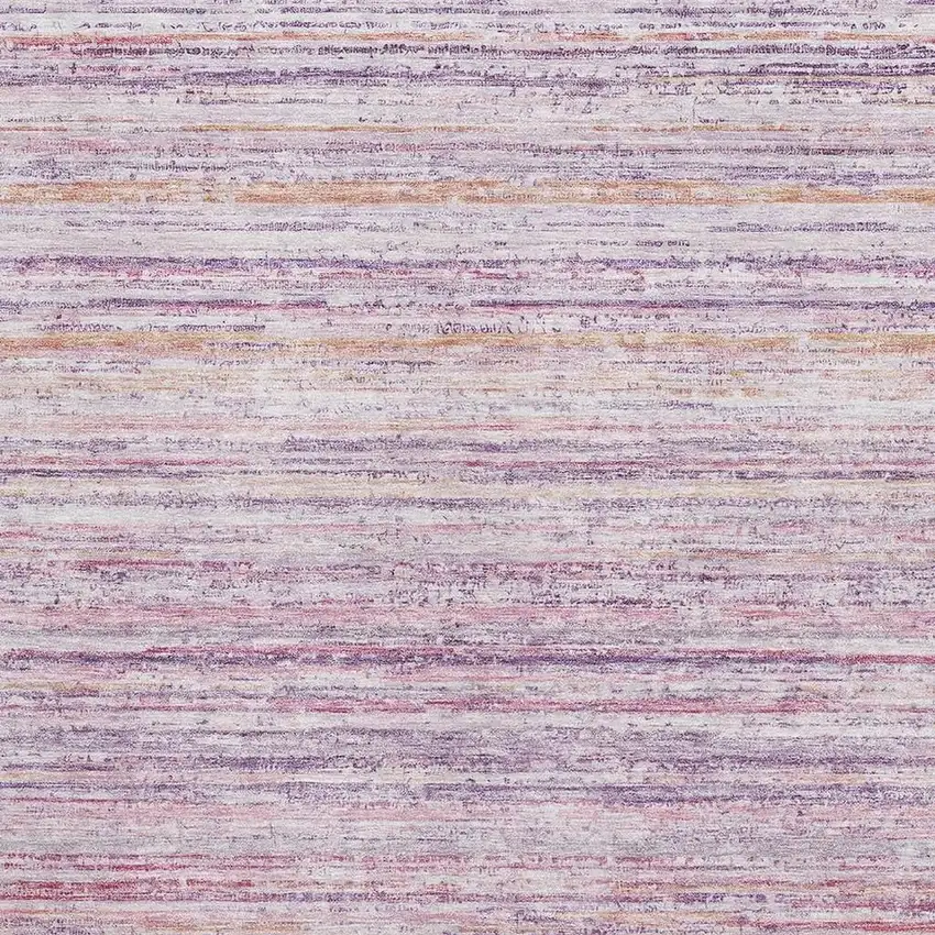 Mauve Lavender And Ivory Striped Washable Area Rug With UV Protection Photo 2