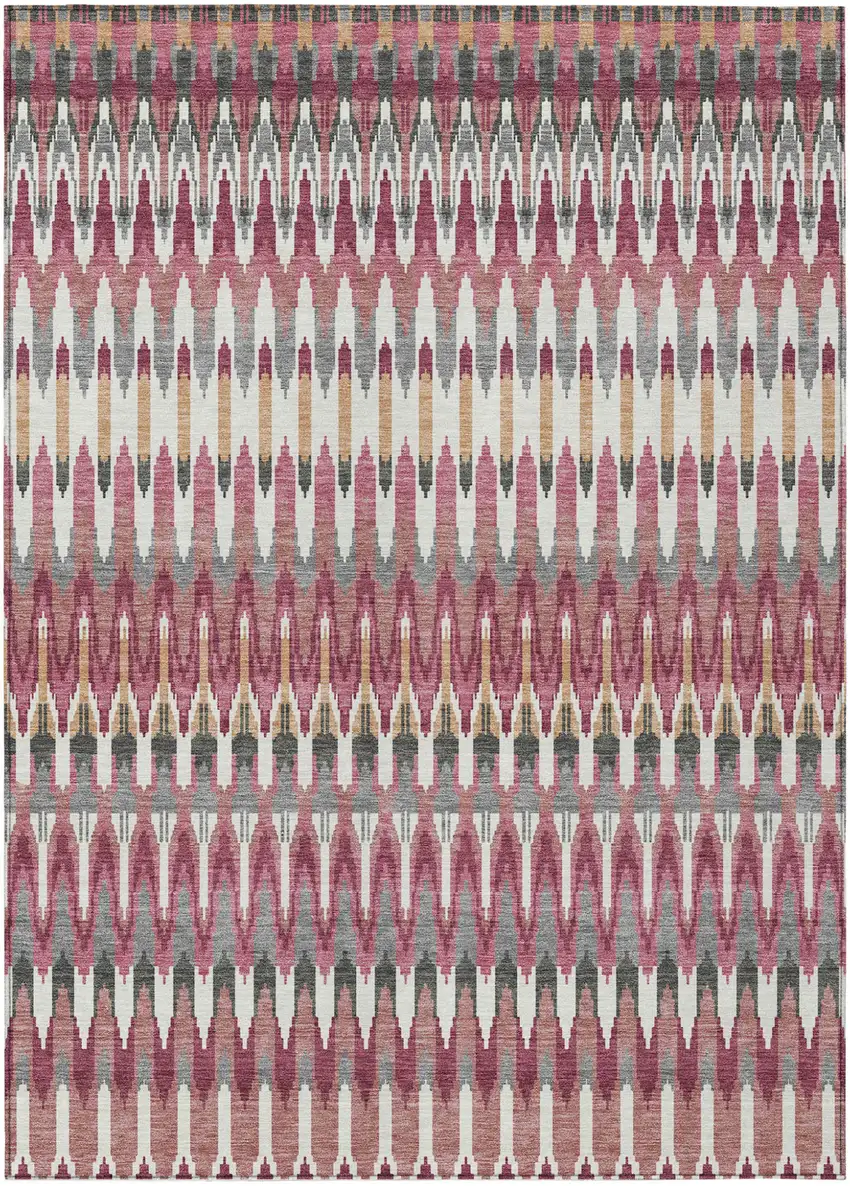 Mauve Merlot And Ivory Southwestern Washable Indoor Outdoor Area Rug Photo 2