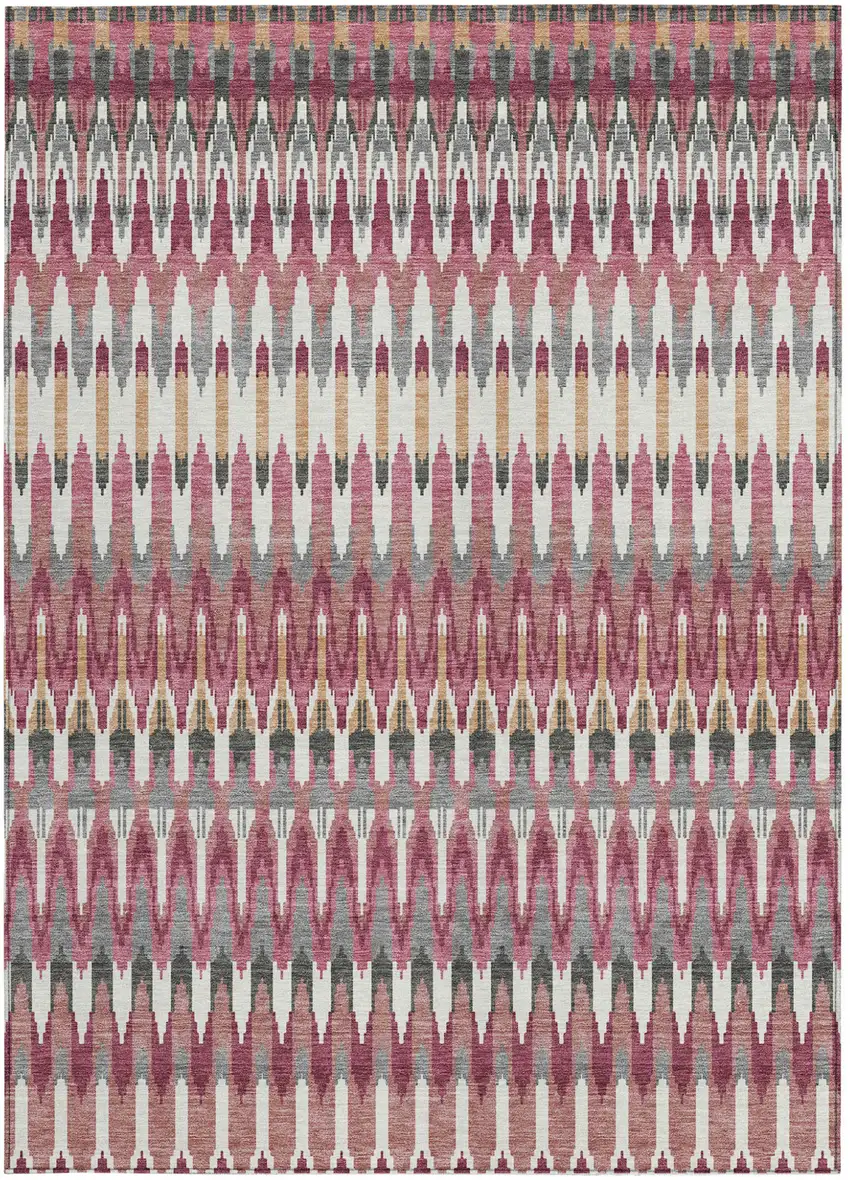 Mauve Merlot And Ivory Southwestern Washable Indoor Outdoor Area Rug Photo 7