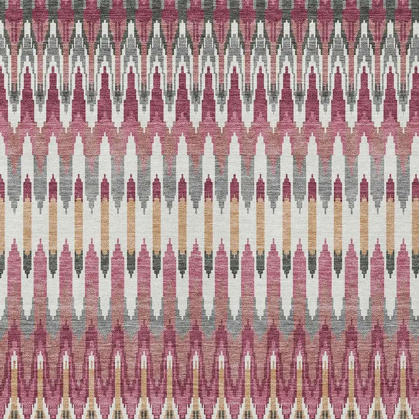 Mauve Merlot And Ivory Southwestern Washable Indoor Outdoor Area Rug Photo 7