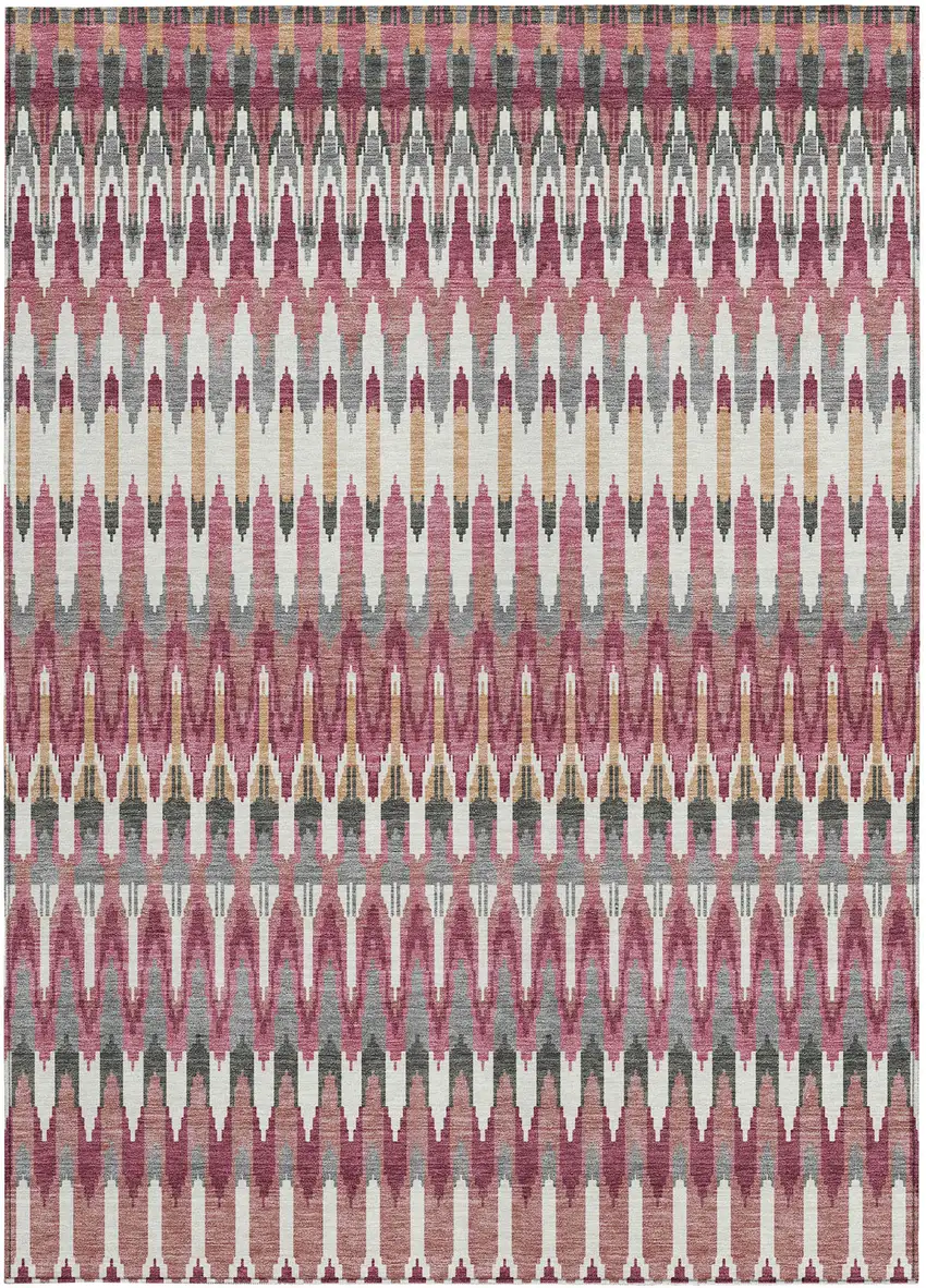 Mauve Merlot And Ivory Southwestern Washable Indoor Outdoor Area Rug Photo 8
