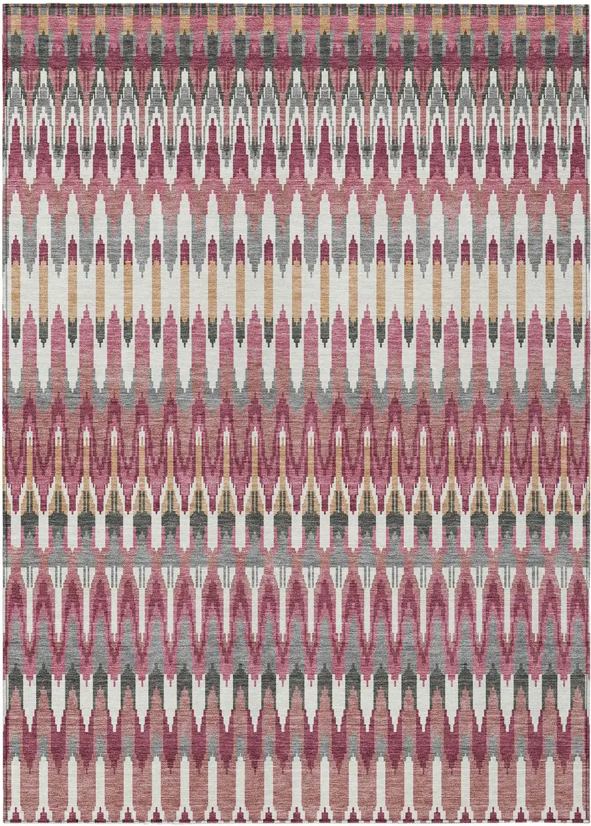 Mauve Merlot And Ivory Southwestern Washable Indoor Outdoor Area Rug Photo 2
