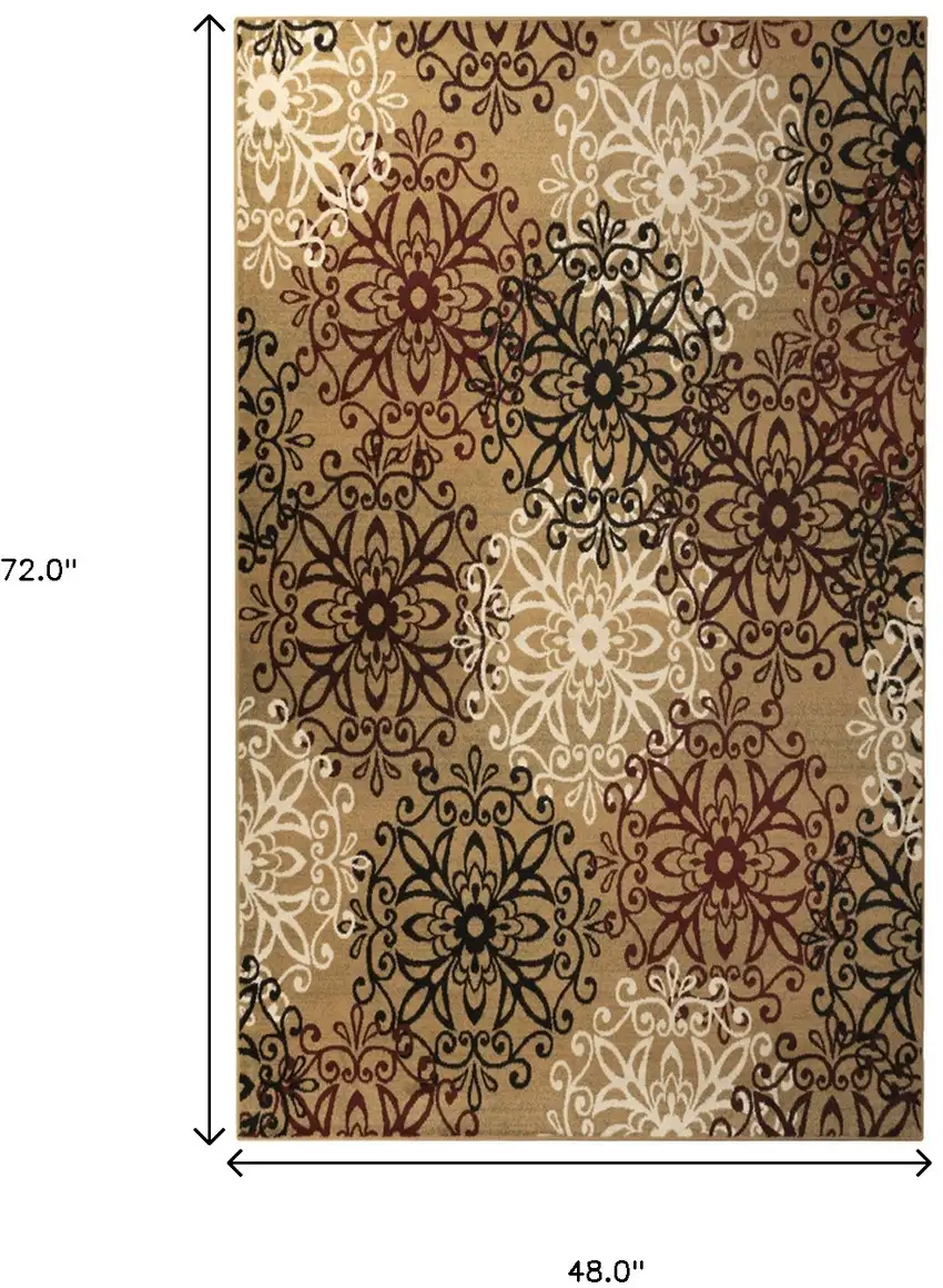 Gray And Ivory Medallion Area Rug Photo 3