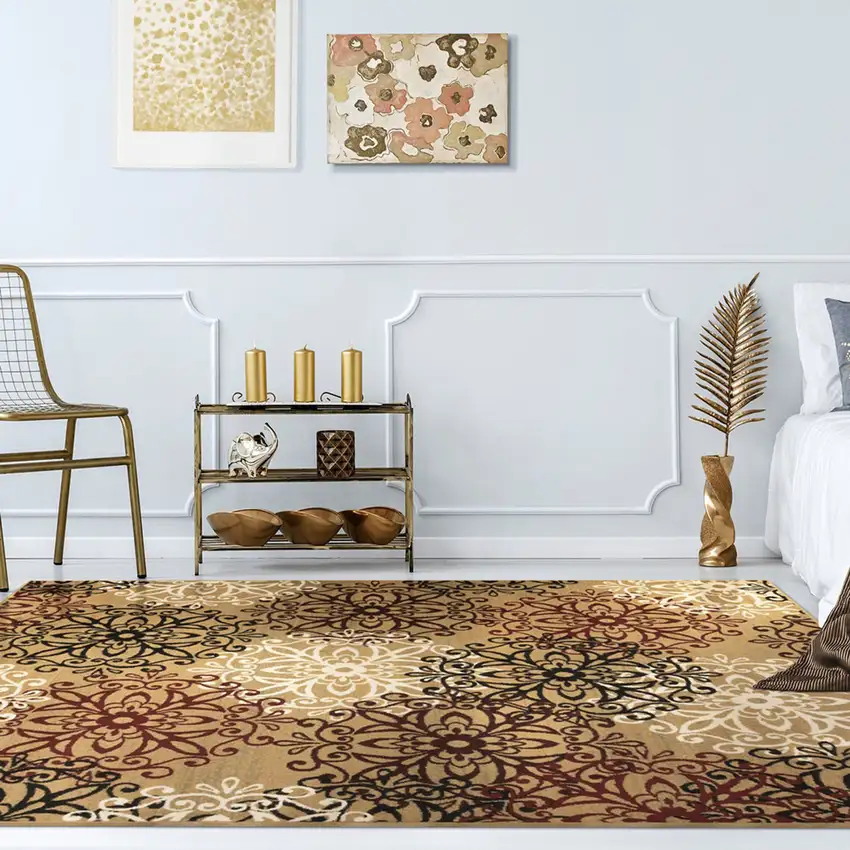 Gray And Ivory Medallion Area Rug Photo 8