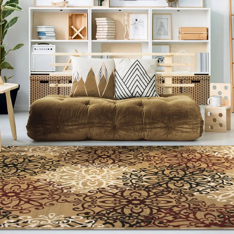 Medallion Power Loom Stain Resistant Area Rug Photo 5