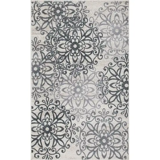 Gray And Charcoal Medallion Area Rug Photo 2