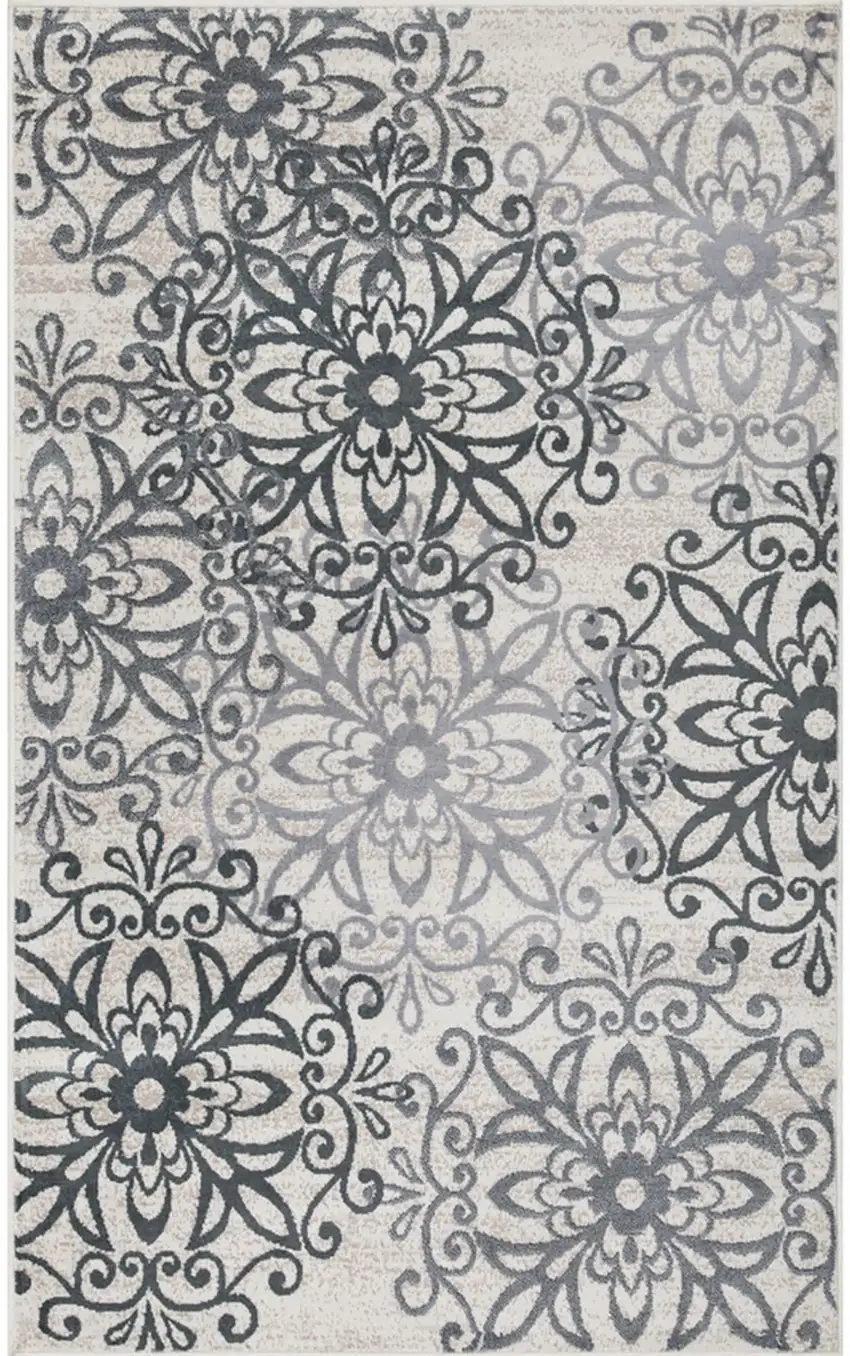 Gray And Charcoal Medallion Area Rug Photo 2