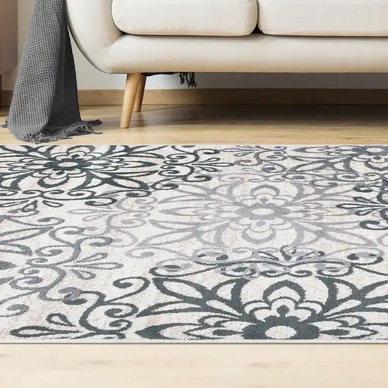 Gray And Charcoal Medallion Area Rug Photo 5