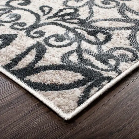 Gray And Charcoal Medallion Area Rug Photo 4