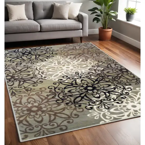 Brown Black And Gray Medallion Area Rug Photo 1