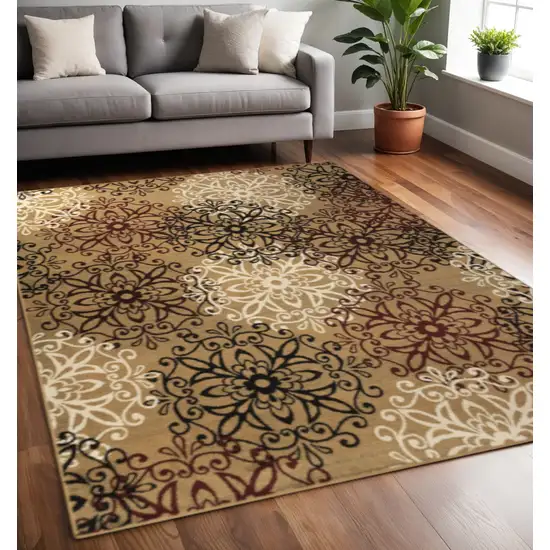 Gray And Ivory Medallion Area Rug Photo 1