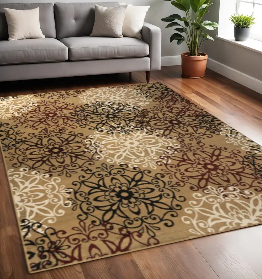 Gray And Ivory Medallion Area Rug Photo 1