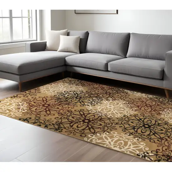 Gray And Ivory Medallion Area Rug Photo 1