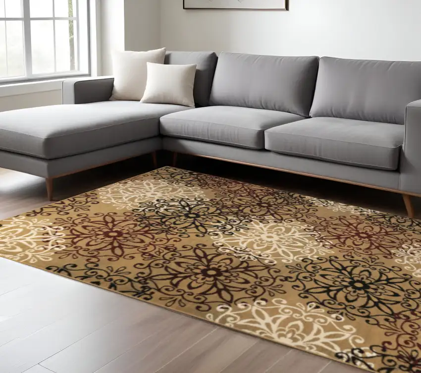 Gray And Ivory Medallion Area Rug Photo 1