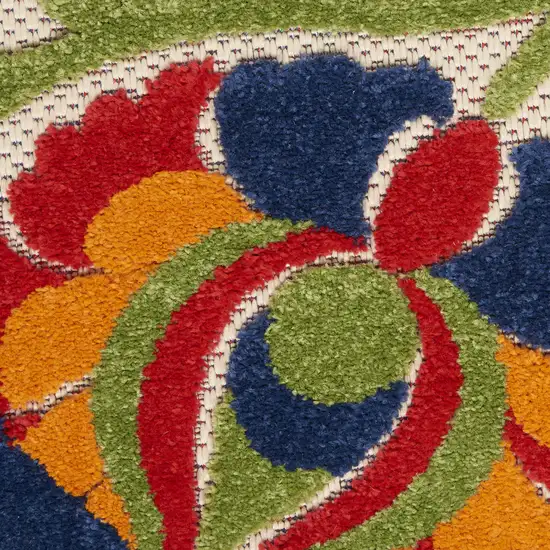 4' Green And Ivory Round Indoor Outdoor Area Rug Photo 9