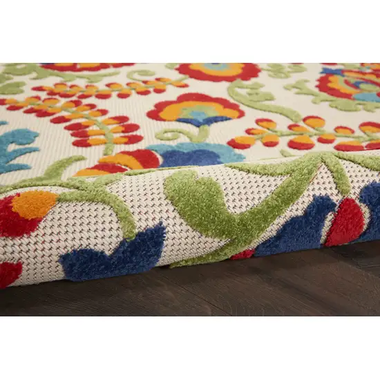 4' Green And Ivory Round Indoor Outdoor Area Rug Photo 9
