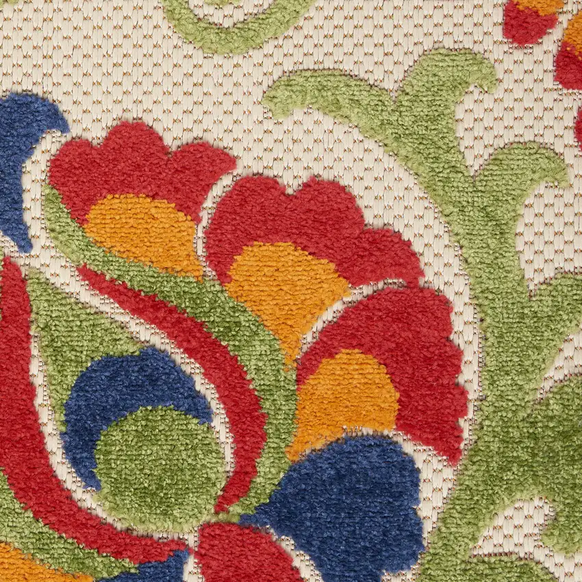 Green And Ivory Floral Indoor Outdoor Area Rug Photo 3