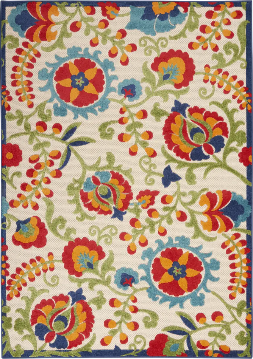 Green And Ivory Indoor Outdoor Area Rug Photo 1