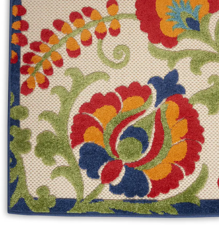 Green And Ivory Floral Indoor Outdoor Area Rug Photo 6