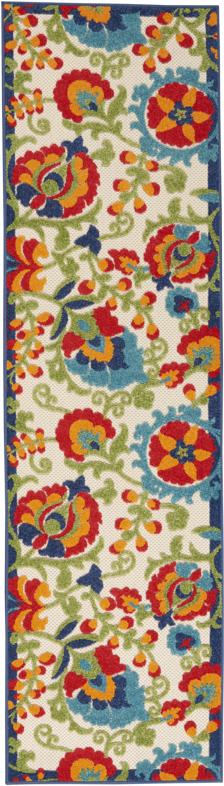 Green And Ivory Floral Indoor Outdoor Area Rug Photo 5