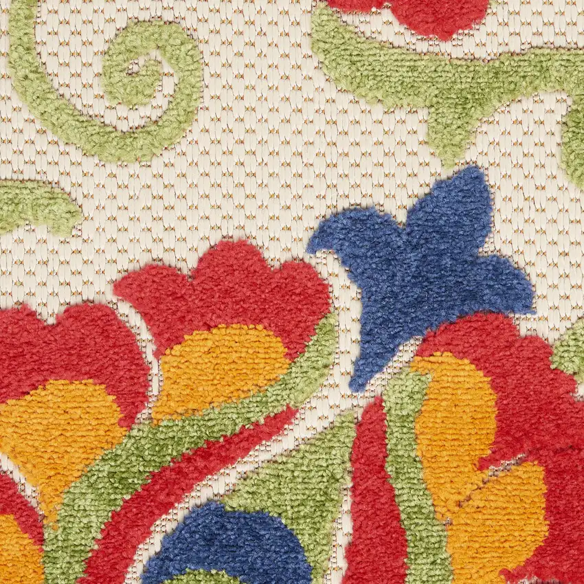 6' Green And Ivory Indoor Outdoor Area Rug Photo 9