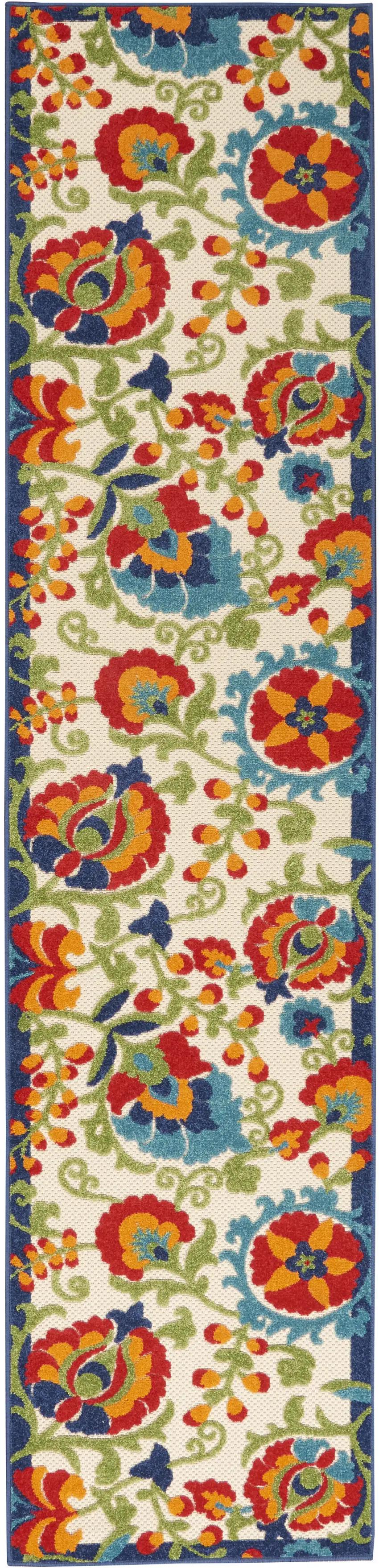 Green And Ivory Floral Indoor Outdoor Area Rug Photo 5