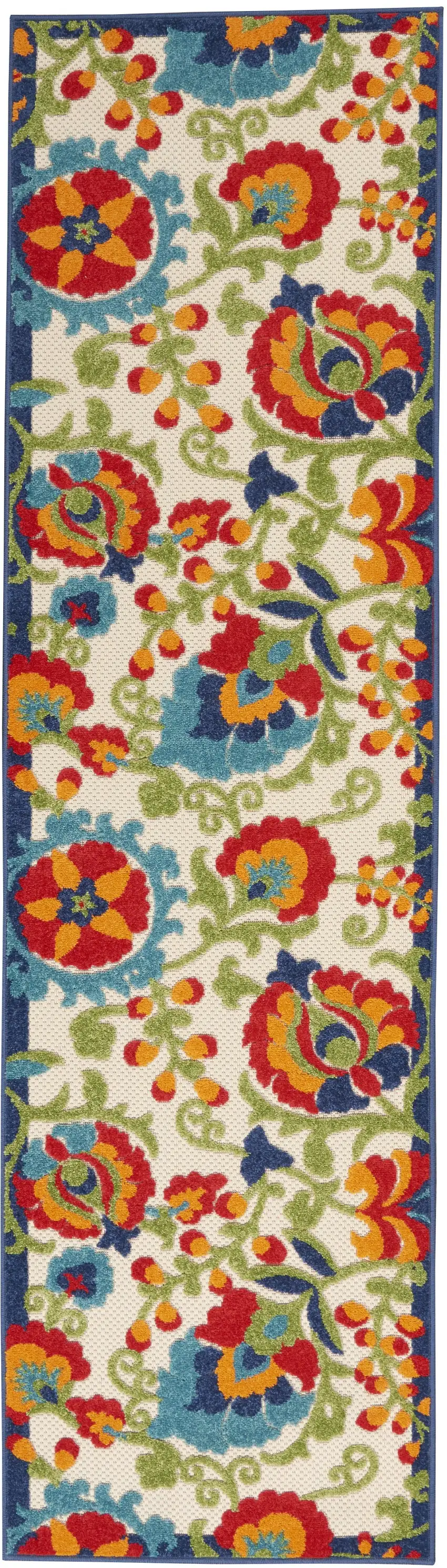 Green And Ivory Floral Indoor Outdoor Area Rug Photo 1
