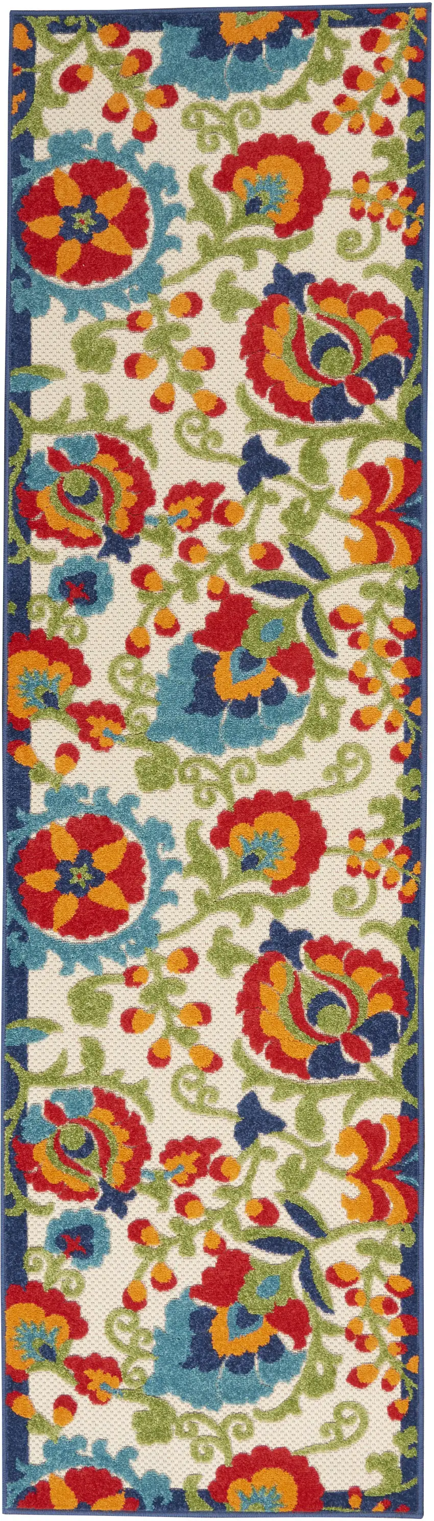 Green And Ivory Floral Indoor Outdoor Area Rug Photo 1