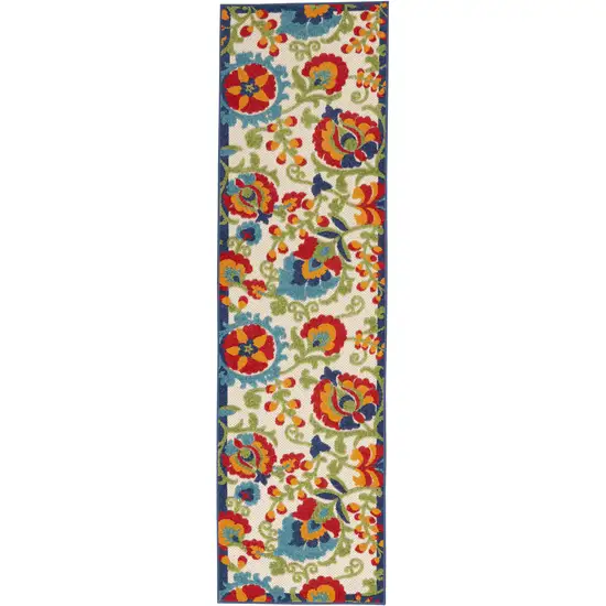 8' Green And Ivory Indoor Outdoor Area Rug Photo 7