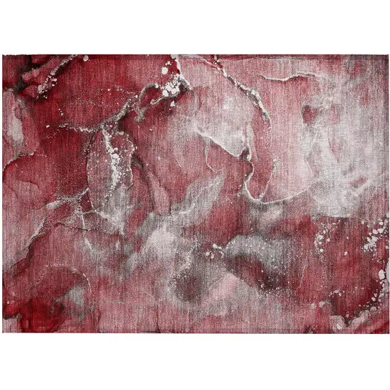 Merlot Abstract Washable Non Skid Indoor Outdoor Area Rug Photo 2