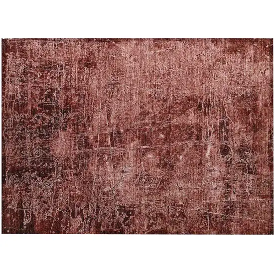 Merlot Abstract Washable Non Skid Indoor Outdoor Area Rug Photo 2