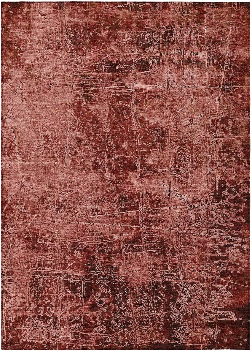 Merlot Abstract Washable Non Skid Indoor Outdoor Area Rug Photo 2